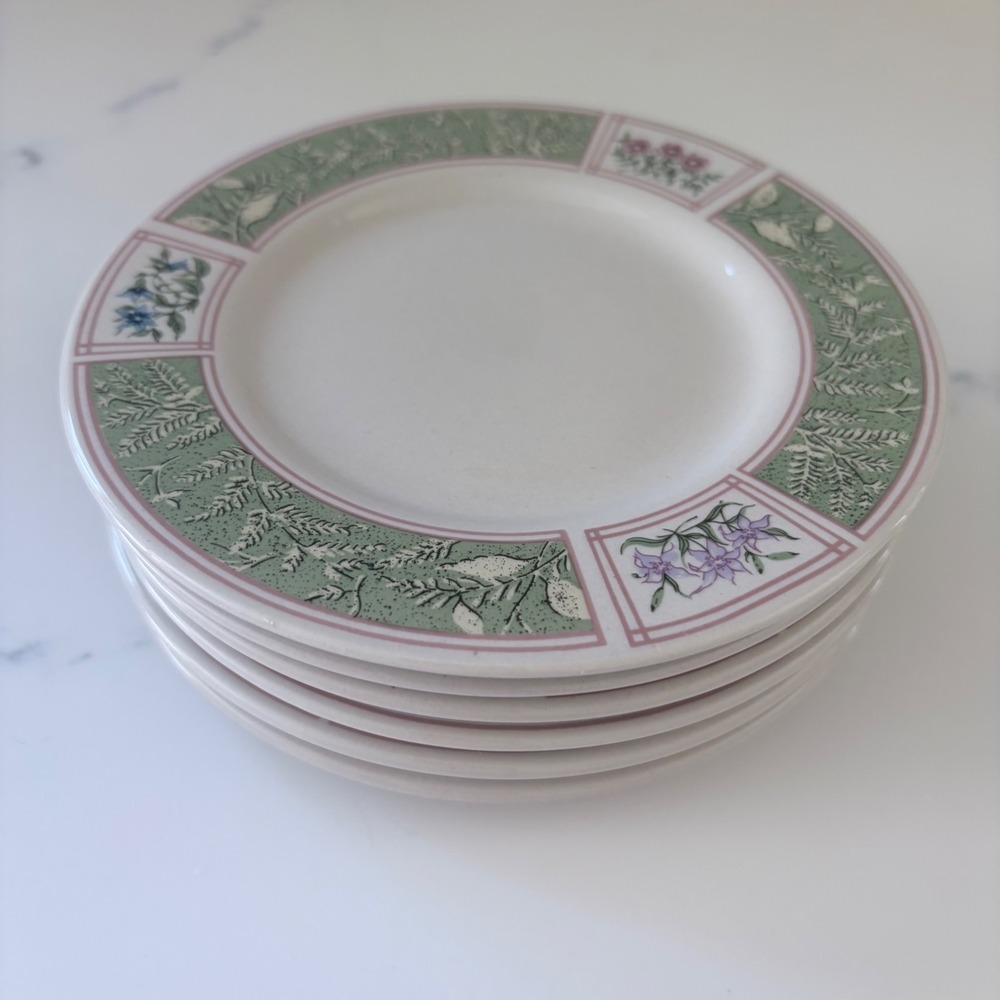 Majesticware Sakura Floral Garden Stoneware Plates Set of 6 Vintage 1997 6.75in
